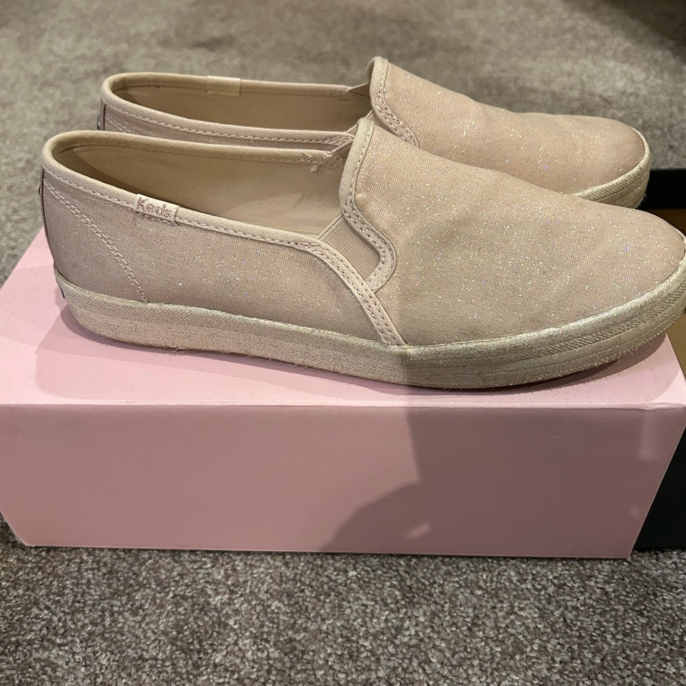 Light Pink Keds Kate Spade Size 8.5 Glitter Slip-On Sneakers